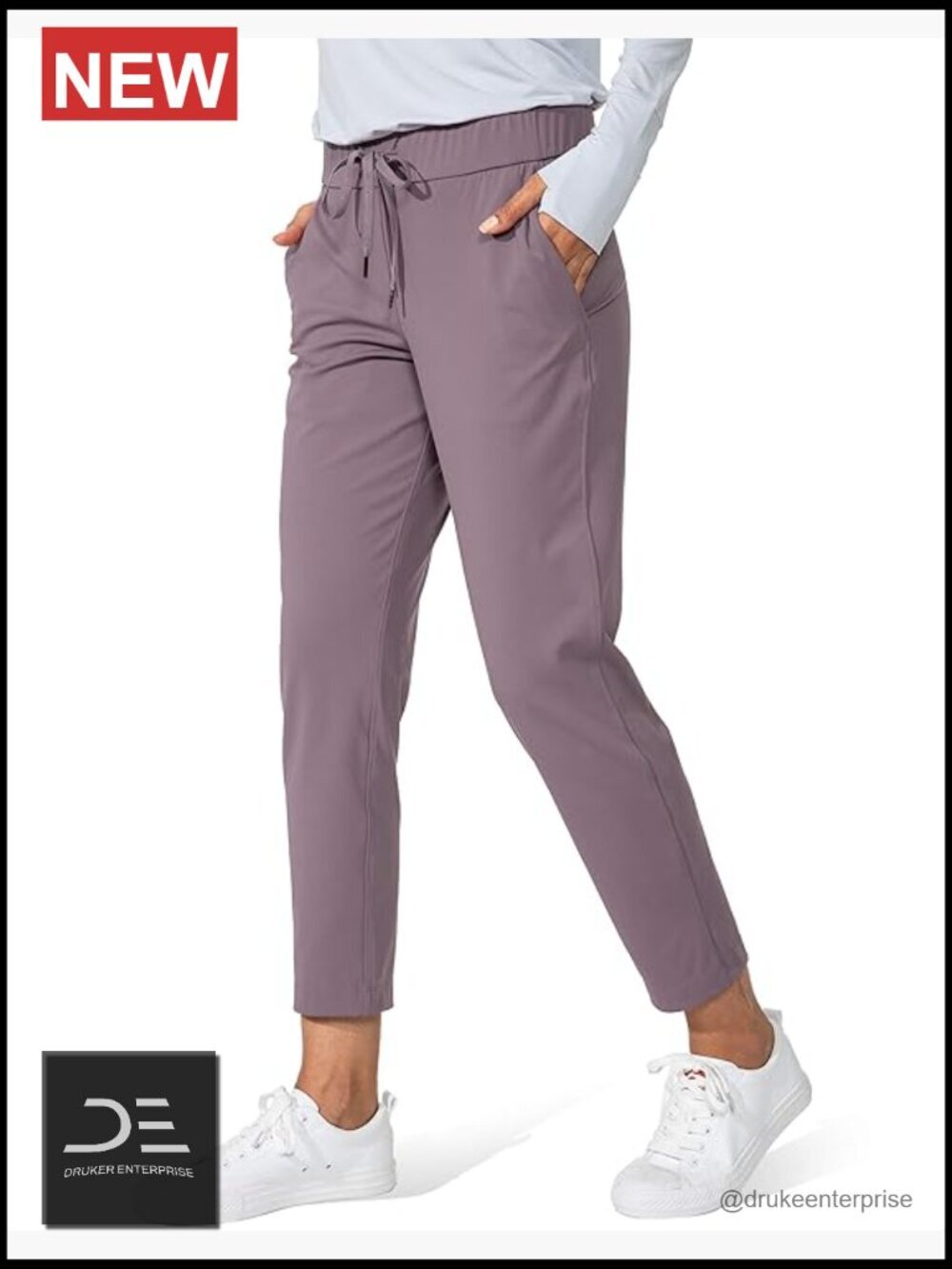 Stretch Ankle Sweatpants with Deep Pockets 7/8 Length